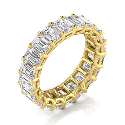 Smaragd Slijpvorm Briljant Eternity Band in 14 Karaat Geelgoud