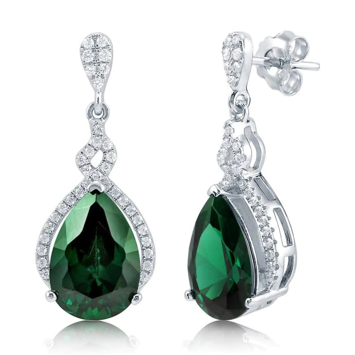6,26 karaat groene smaragd en diamanten dames oorbellen wit goud