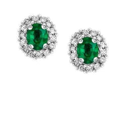 6,40 karaat Prong Set groene smaragd en diamanten Studs Halo oorbellen Wg 14K