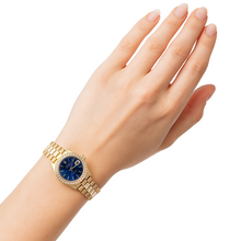 Afbeelding in Gallery-weergave laden, diamanten rand Rolex Datumjust horloge dame presidentiële stijl goud
