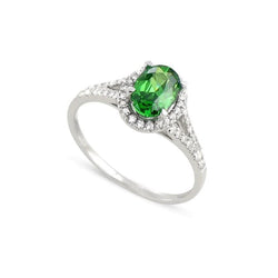 6,75 karaat groene smaragd en diamanten ring wit goud 14K