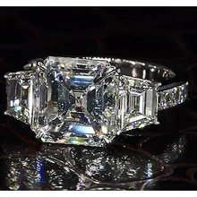 Afbeelding in Gallery-weergave laden, 6 Karaat Asscher Echt Diamanten Ring
