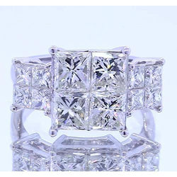 6 Karaat Natuurlijke uit de aarde gewonnen Diamanten Verlovingsring Prinsesslijpsel Witgoud 14K