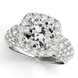 6 Karaat Halo Ring Oud Slijpsel Natuurlijke uit de aarde gewonnen Diamant Multi-Rij Accenten Sieraden