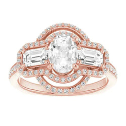 Luxe Damesring met 6ct Ovale uit de aarde gewonnen Diamant