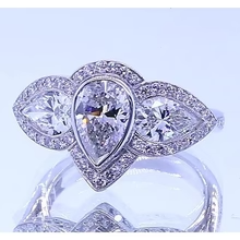 Afbeelding in Gallery-weergave laden, 6 Karaat Peer Echt Diamanten Jubileum Ring Vintage Stijl Wit Goud 14K
