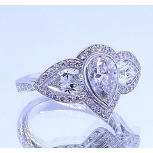 Afbeelding in Gallery-weergave laden, 6 Karaat Peer Echt Diamanten Jubileum Ring Vintage Stijl Wit Goud 14K
