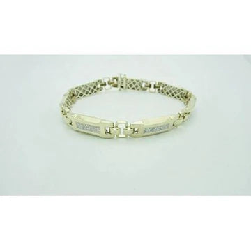 6 Karaat Ronde Geslepen Echt Diamanten Heren Armband Geel Goud 14K