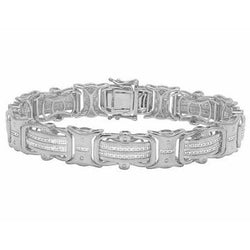 6 Karaat Rond Geslepen Heren Armband met Natuurlijke uit de aarde gewonnen Diamant Witgoud 14K