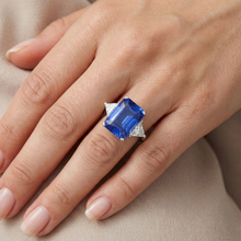 Afbeelding in Gallery-weergave laden, Natuurlijke Echte (Niet Labgekweekt) 6 Karaat Radiant Saffier Steen Ring

