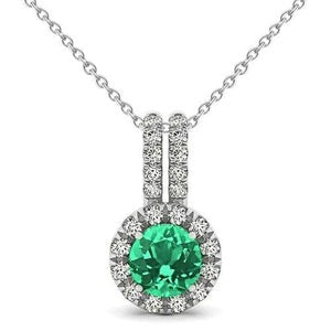 6.00 ct Colombiaanse Groente smaragd en diamanten edelsteen hanger wit goud 14k