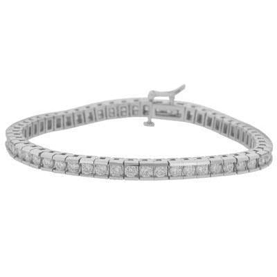 6,05 Karaat Sprankelende Ronde Geslepen Echt Diamanten Kanaalset Armband WG 14K