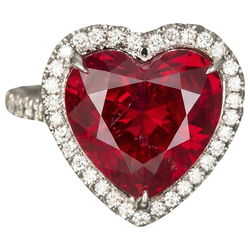 6,25 karaat hart geslepen robijn edelsteen en Natuurlijke echte diamanten ( niet in een laboratorium gekweekt ) ring wit goud 14K