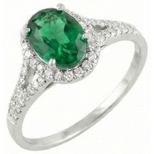 Afbeelding in Gallery-weergave laden, 6,75 karaat groene smaragd en Natuurlijke echte diamanten ( niet in een laboratorium gekweekt ) ring wit goud 14K
