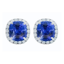 Afbeelding in Gallery-weergave laden, 6.80 Karaat Saffier En IGI GECERTIFICEERDE Diamanten Lady Studs Oorbel Witgoud 14K
