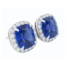 Afbeelding in Gallery-weergave laden, 6.80 Karaat Saffier En IGI GECERTIFICEERDE Diamanten Lady Studs Oorbel Witgoud 14K

