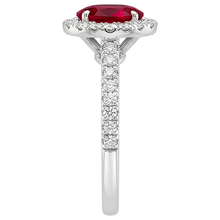 Afbeelding in Gallery-weergave laden, 7.35 karaat ovale robijn met ronde Natuurlijke echte diamanten ( niet in een laboratorium gekweekt ) ring wit goud 14K
