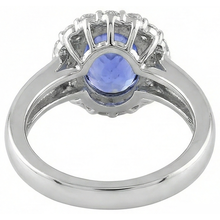 Afbeelding in Gallery-weergave laden, Trouwring met 7.50 Ct ovale tanzaniet en natuurlijke uit de aarde gewonnen diamanten, 14K witgoud
