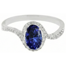Afbeelding in Gallery-weergave laden, echte round tanzaniet 7.75karaat ring close-up detail
