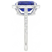 Afbeelding in Gallery-weergave laden, Natuurlijke Gouden 7 Karaat Halo Saffier Verlovingsring
