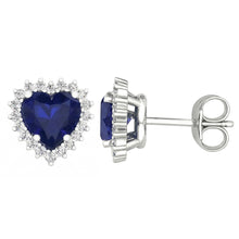 Afbeelding in Gallery-weergave laden, 7 Karaat Blauwe Saffier &amp; Ronde IGI GECERTIFICEERDE Diamanten Lady Studs Oorbel Witgoud
