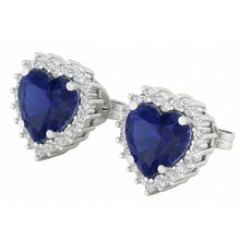 Afbeelding in Gallery-weergave laden, 7 Karaat Blauwe Saffier &amp; Ronde IGI GECERTIFICEERDE Diamanten Lady Studs Oorbel Witgoud
