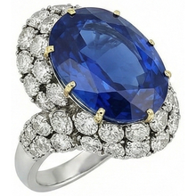 Afbeelding in Gallery-weergave laden, Ring met 7 Ct Ovale Sri Lanka Kleur Blauwe Saffier en IGI GECERTIFICEERDE Diamanten Witgoud 14K
