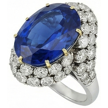 Afbeelding in Gallery-weergave laden, Ring met 7 Ct Ovale Sri Lanka Kleur Blauwe Saffier en IGI GECERTIFICEERDE Diamanten Witgoud 14K
