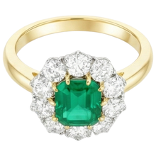 Afbeelding in Gallery-weergave laden, 7 karaat groene smaragd Natuurlijke echte diamanten ( niet in een laboratorium gekweekt ) trouwring goud 14K
