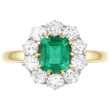 Afbeelding in Gallery-weergave laden, 7 karaat groene smaragd Natuurlijke echte diamanten ( niet in een laboratorium gekweekt ) trouwring goud 14K
