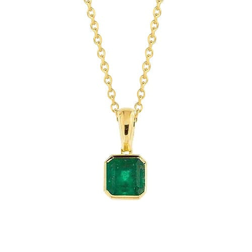 7 karaat groene smaragd edelsteen hanger ketting bezel set geel goud 14K