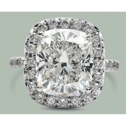 7.50 Ct Kussen Natuurlijke Echte Diamant (Niet labgekweekt) Halo Verlovingsring Witgoud