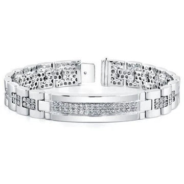 7 Karaat Briljant Geslepen Kleine Echt Diamanten Herenarmband 14K WG