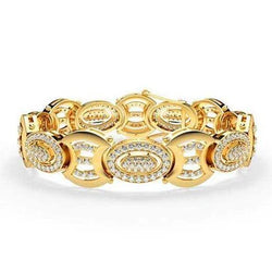 7 Karaat Kleine Ronde Geslepen Echt Diamanten Heren Armband Goud Geel 14K