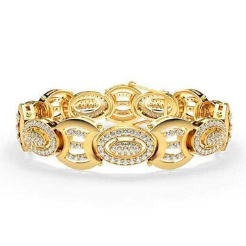 7 Karaat Kleine Ronde Geslepen Echt Diamanten Heren Armband Goud Geel 14K