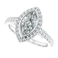7 Karaat Marquise Natuurlijke uit de aarde gewonnen Diamanten Halo Ring