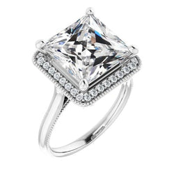 7 Karaat Princess Natuurlijke Echte Diamanten (Geen Labgekweekt) Antieke Stijl Ring