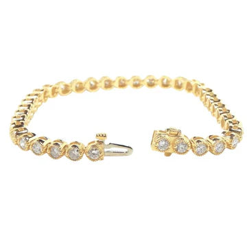 7,40 Ct Ronde Geslepen Echt Diamanten Tennisarmband Geel Gouden Sieraden