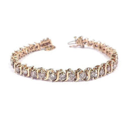 7.50 Karaat Rond Geslepen Natuurlijke Diamant Dames Tennisarmband Geelgoud Sieraden