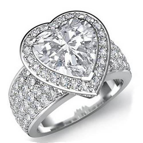 7,50 Karaat Hart Echt Diamanten Halo Ring Wit Goud 14K