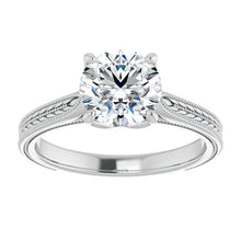 Afbeelding in Gallery-weergave laden, Enkele Steen Ring 14K Witgoud met Diamant – hoekaanzicht
