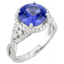 Afbeelding in Gallery-weergave laden, Ring met 8.01 ct. Ronde Ceylonsaffier en Natuurlijke uit de aarde gewonnen Diamanten Witgoud 14K
