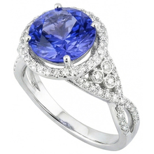 Afbeelding in Gallery-weergave laden, Ring met 8.01 ct. Ronde Ceylonsaffier en Natuurlijke uit de aarde gewonnen Diamanten Witgoud 14K
