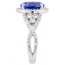 Afbeelding in Gallery-weergave laden, Ring met 8.01 ct. Ronde Ceylonsaffier en Natuurlijke uit de aarde gewonnen Diamanten Witgoud 14K
