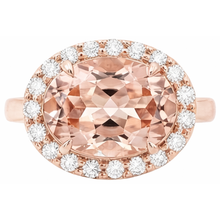 Afbeelding in Gallery-weergave laden, 8.10 ct Morganite fancy ring met Natuurlijke echte diamanten ( niet in een laboratorium gekweekt ) rosé goud 14k
