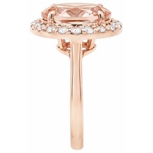 Afbeelding in Gallery-weergave laden, 8.10 ct Morganite fancy ring met Natuurlijke echte diamanten ( niet in een laboratorium gekweekt ) rosé goud 14k
