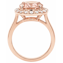 Afbeelding in Gallery-weergave laden, 8.10 ct Morganite fancy ring met Natuurlijke echte diamanten ( niet in een laboratorium gekweekt ) rosé goud 14k
