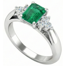 Afbeelding in Gallery-weergave laden, 8.90 karaat groene smaragd met witte Natuurlijke echte diamanten ( niet in een laboratorium gekweekt ) Ring 14K witgoud
