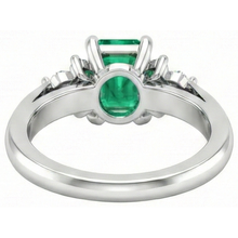Afbeelding in Gallery-weergave laden, 8.90 karaat groene smaragd met witte Natuurlijke echte diamanten ( niet in een laboratorium gekweekt ) Ring 14K witgoud
