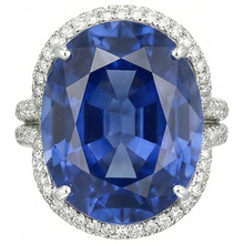Afbeelding in Gallery-weergave laden, 8 Karaat Ovale Saffier IGI GECERTIFICEERDE Diamanten Ring
